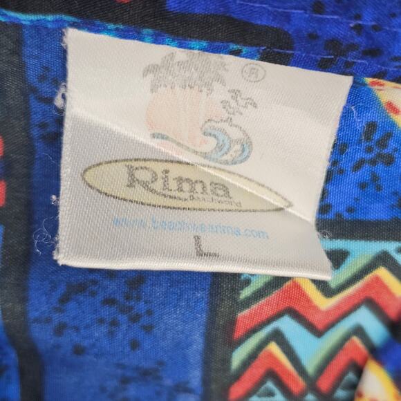 Vintage Rima Hibiscus Hawaiian Aloha Shirt 100% Terivoile Men's Size L 1614 - Picture 3 of 6